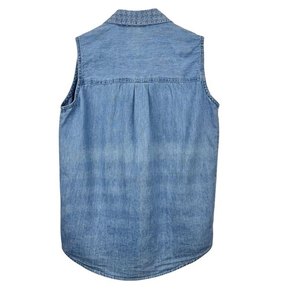 Vintage Ignite Basics Denim Button Up Shirt S Blue Houndstooth Western Rodeo - Picture 2 of 11